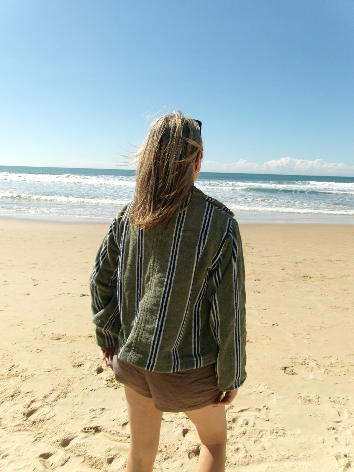 Terry Towelling Jacket - Green Stripes