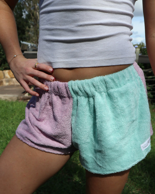 Lucy Shorts - Aqua and Purple