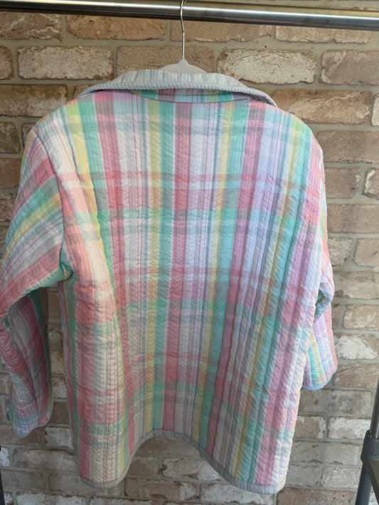 Christine Quilted Jacket - Pastel Plaid