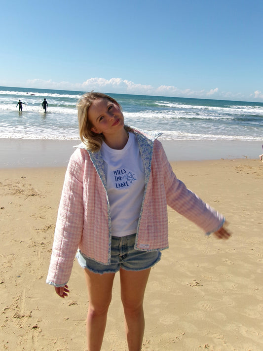 Christine Quilted Jacket - Pink Gingham