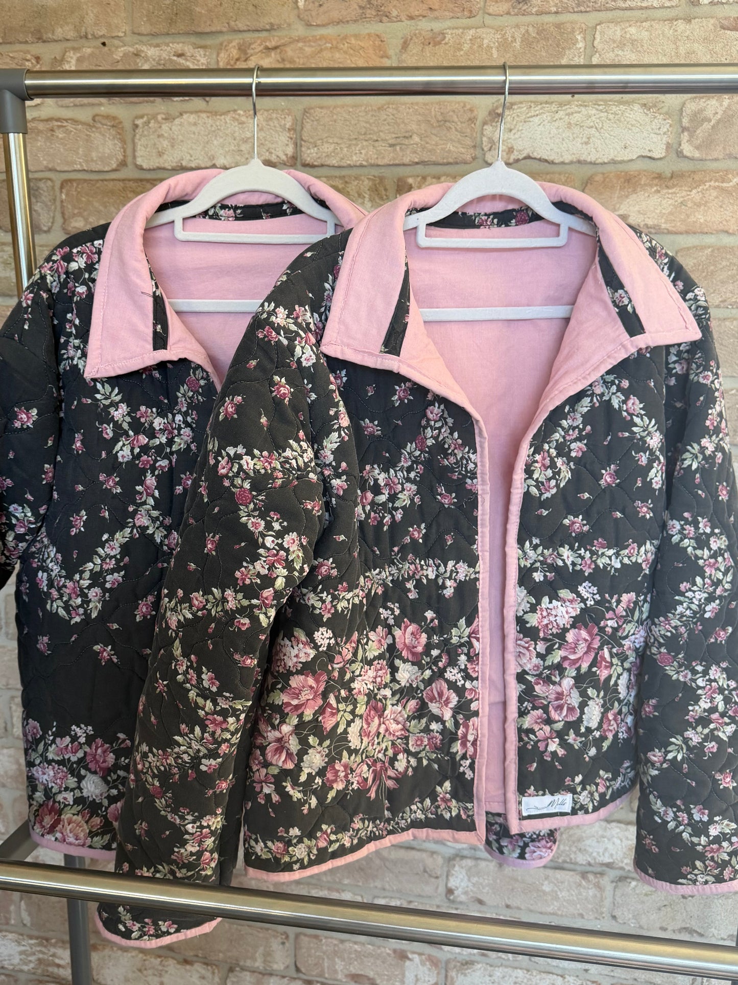 Christine Quilted Jacket - Black Floral