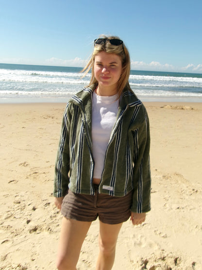 Terry Towelling Jacket - Green Stripes
