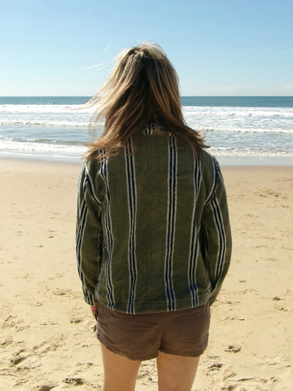 Terry Towelling Jacket - Green Stripes