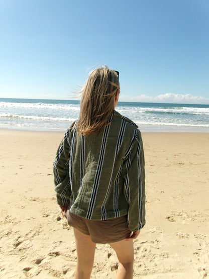 Terry Towelling Jacket - Green Stripes