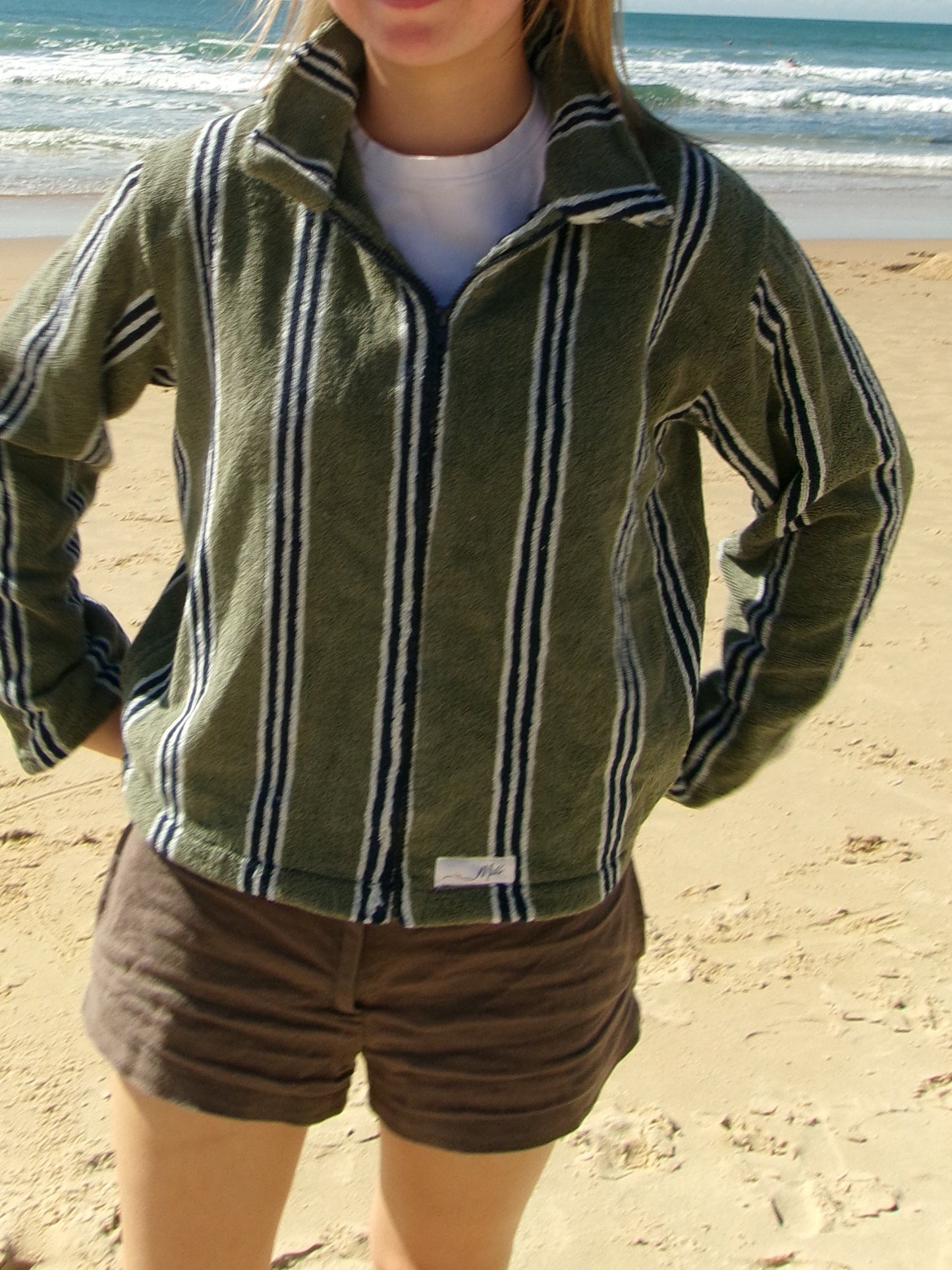 Terry Towelling Jacket - Green Stripes