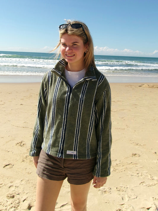 Terry Towelling Jacket - Green Stripes