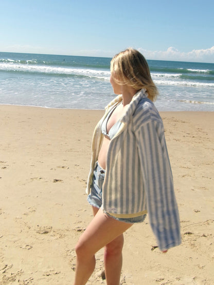 Terry Towelling Jacket - Blue Stripe