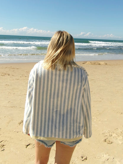 Terry Towelling Jacket - Blue Stripe