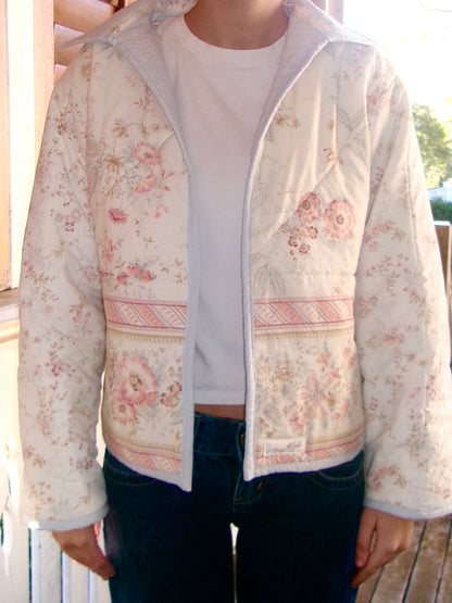 Christine Quilted Jacket - Cream Floral