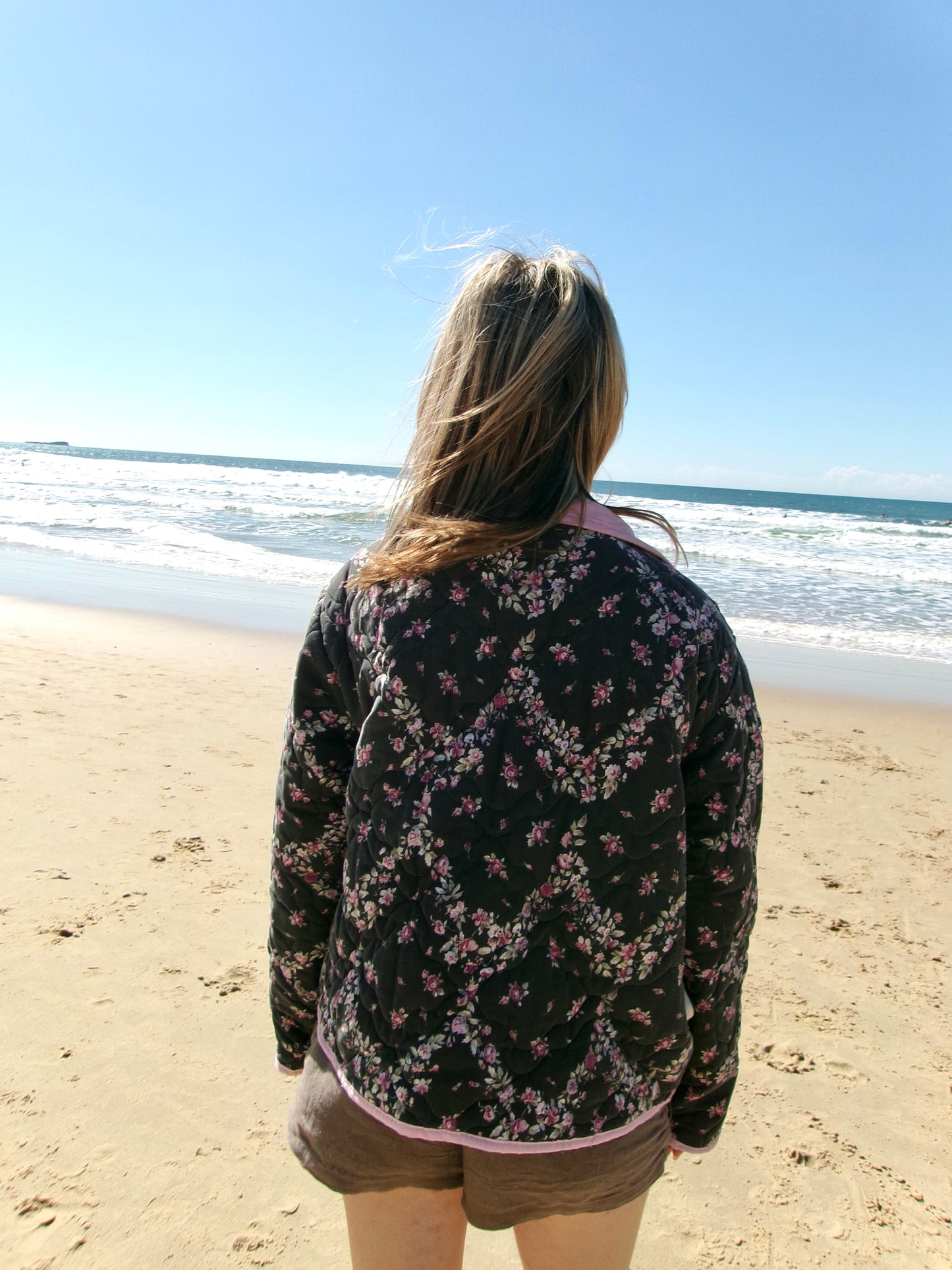 Christine Quilted Jacket - Black Floral