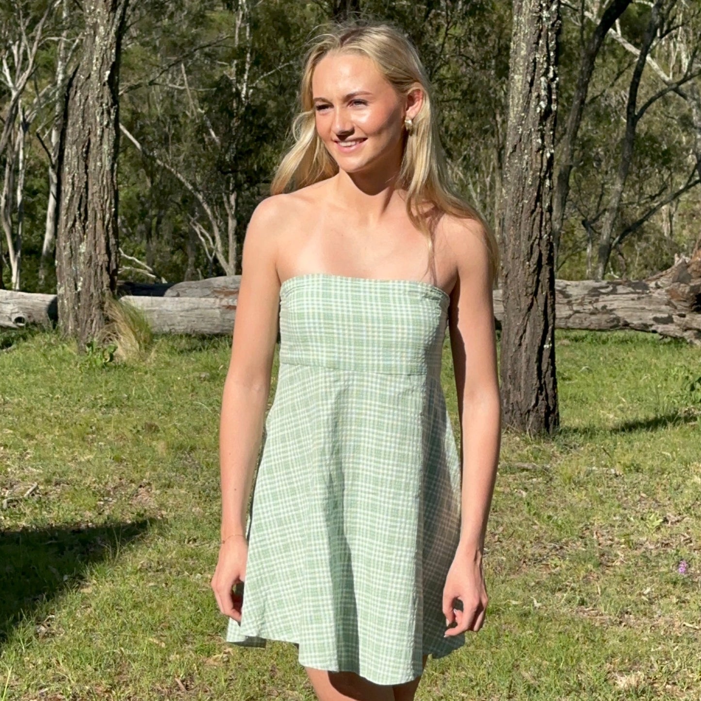 The Lucie Dress - Green Gingham