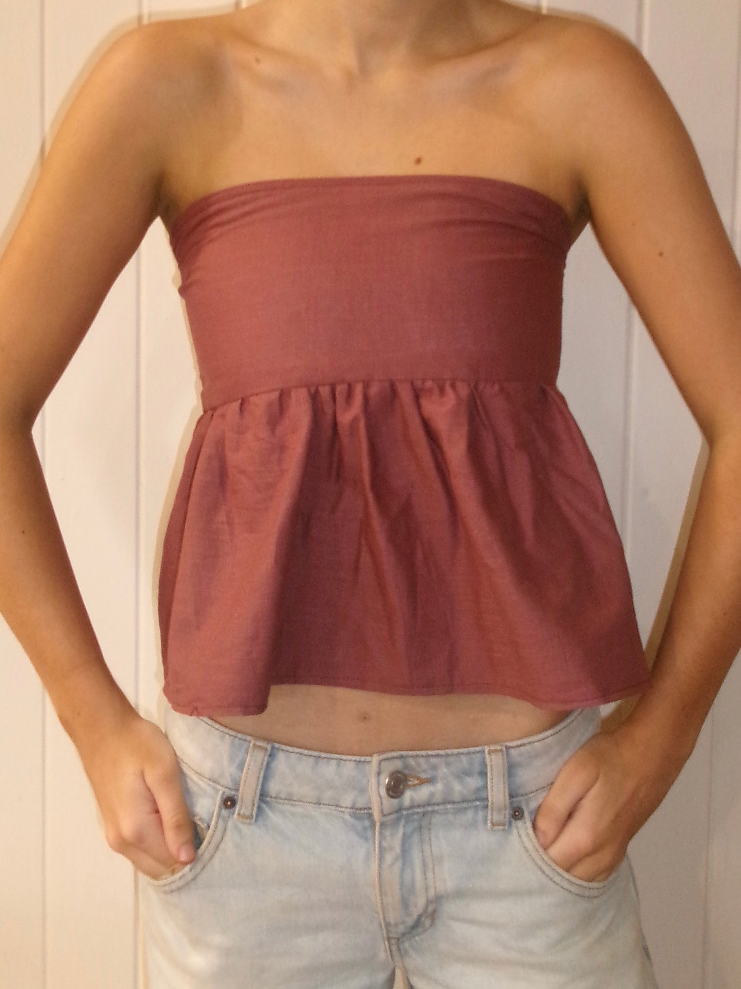 Maroon Linen Top