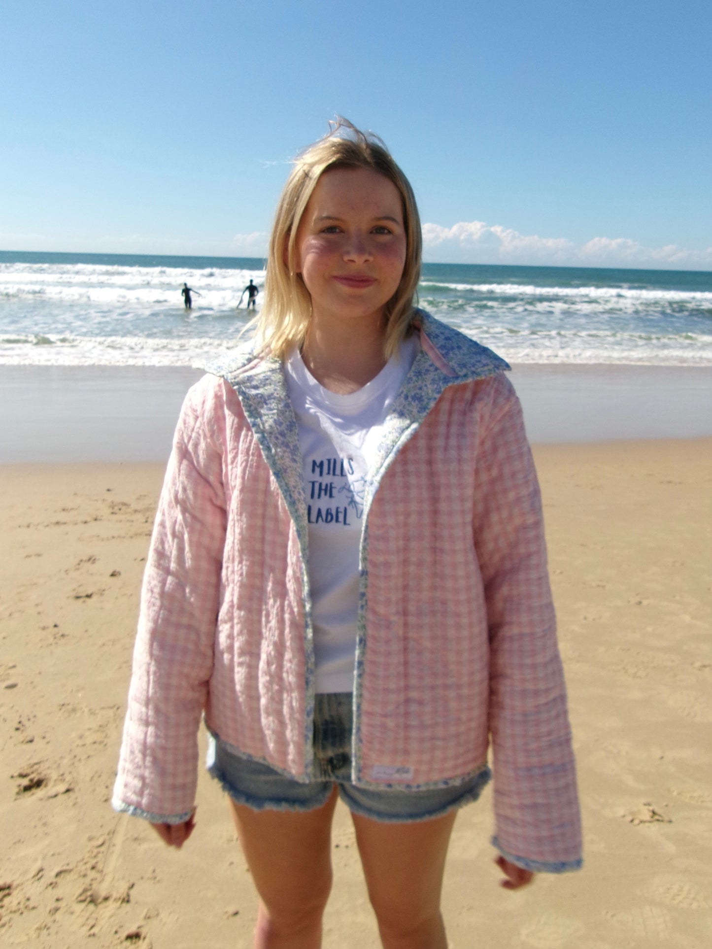 Christine Quilted Jacket - Pink Gingham