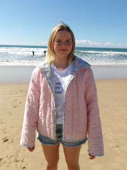 Christine Quilted Jacket - Pink Gingham
