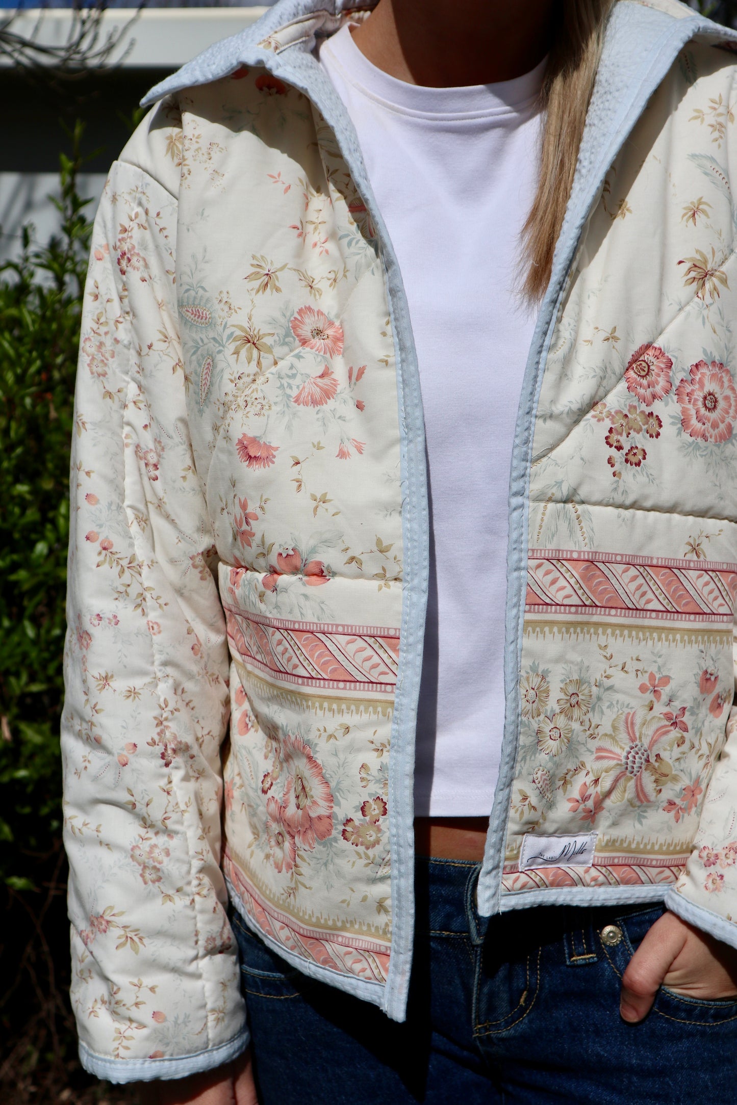 Christine Quilted Jacket - Cream Floral