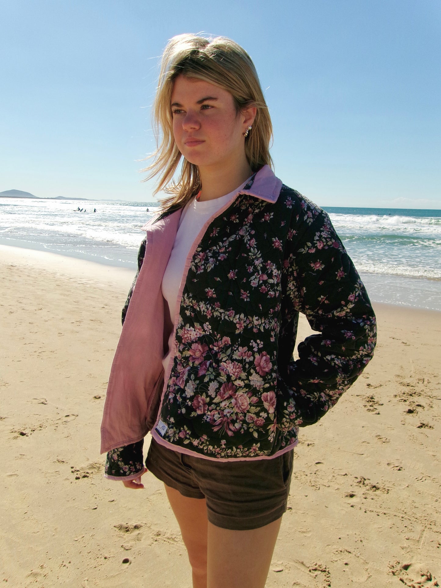 Christine Quilted Jacket - Black Floral