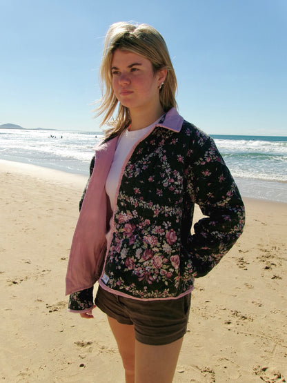 Christine Quilted Jacket - Black Floral