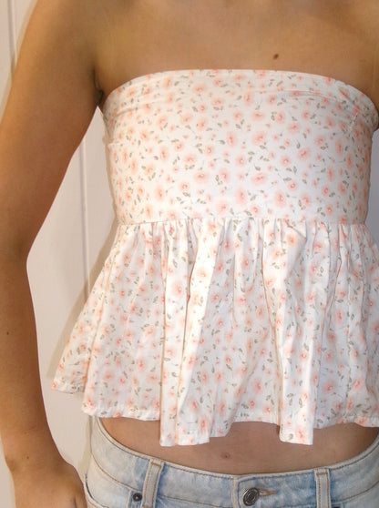 Floral strapless Top