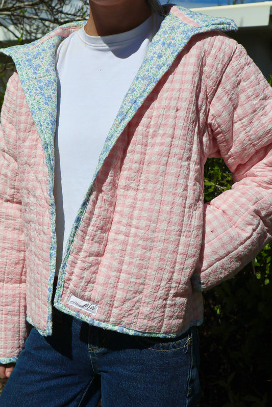 Christine Quilted Jacket - Pink Gingham