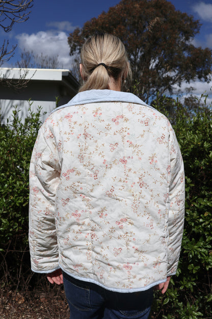 Christine Quilted Jacket - Cream Floral