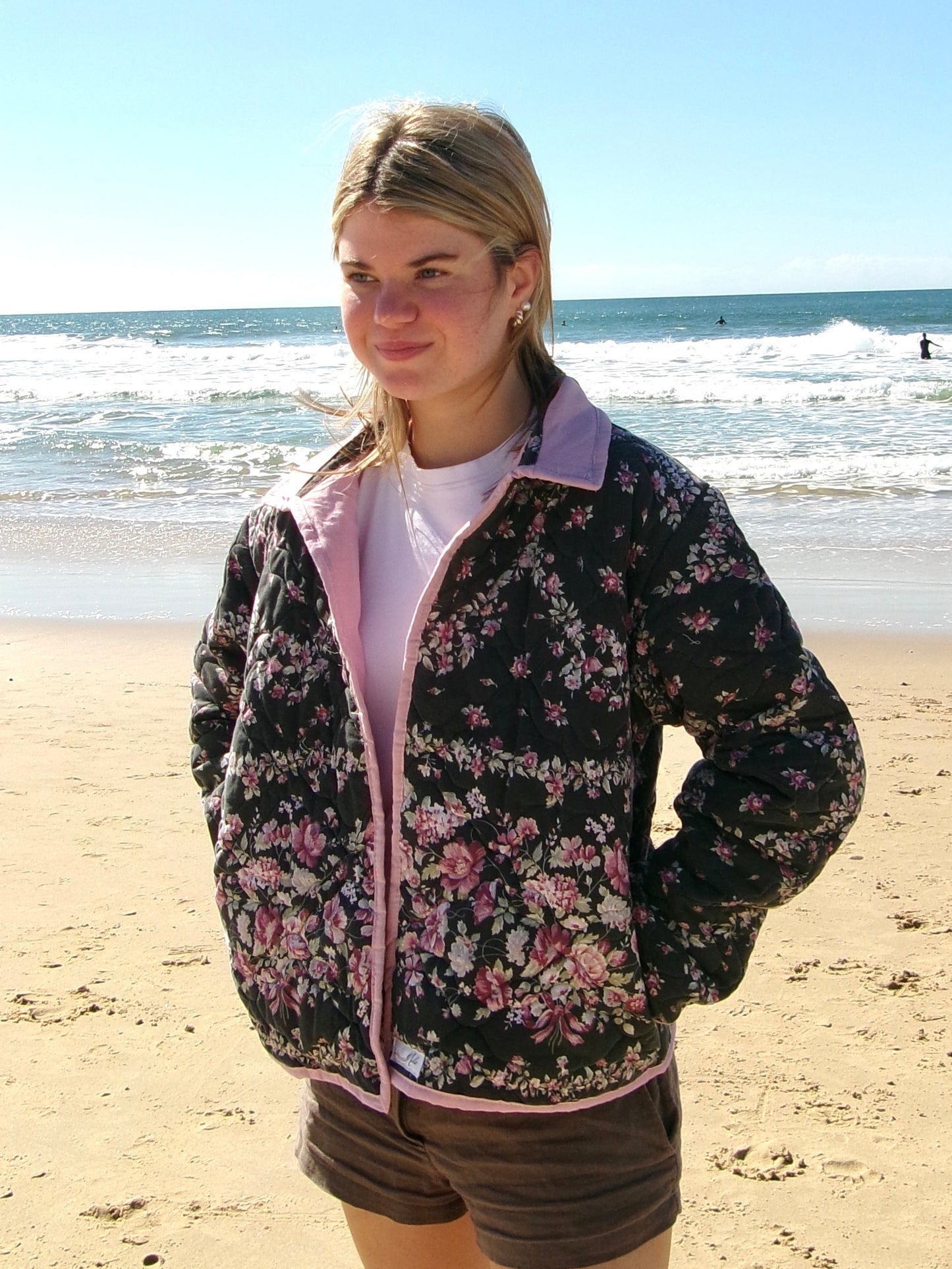 Christine Quilted Jacket - Black Floral