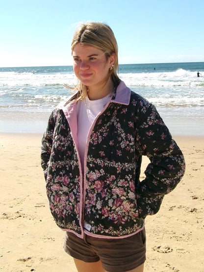 Christine Quilted Jacket - Black Floral