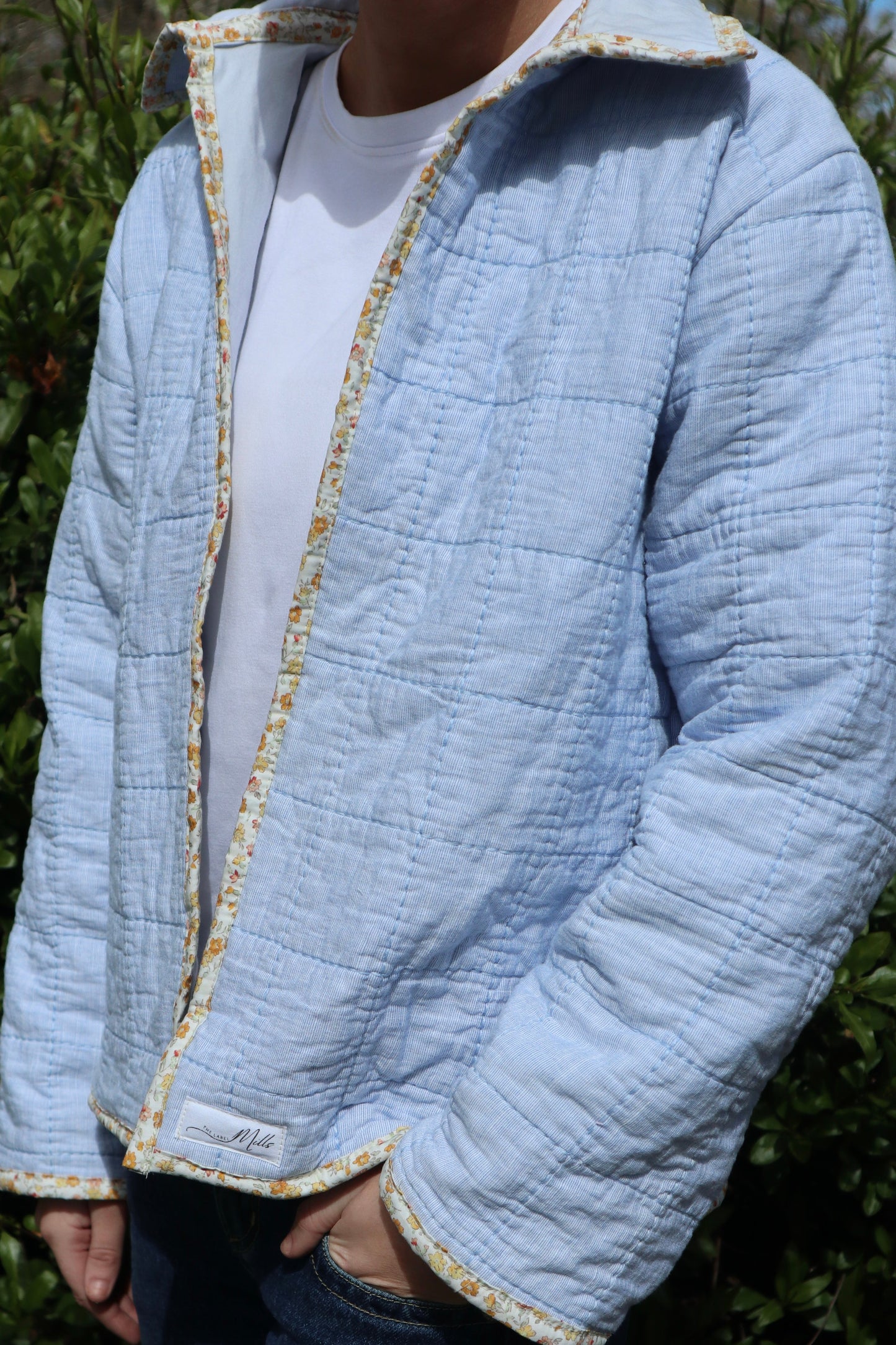 Christine Quilted Jacket - Blue Stripe