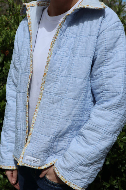 Christine Quilted Jacket - Blue Stripe