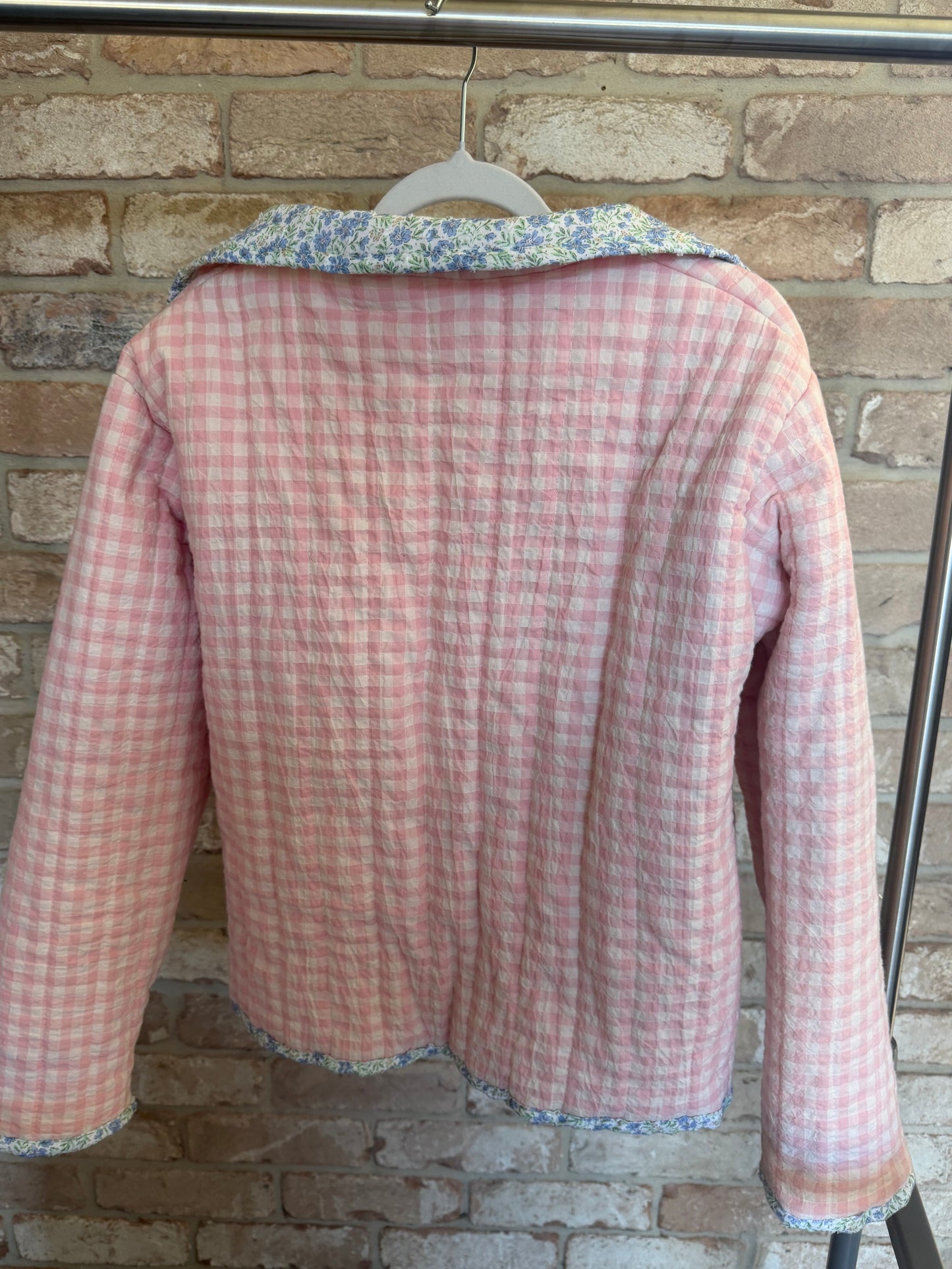 Christine Quilted Jacket - Pink Gingham