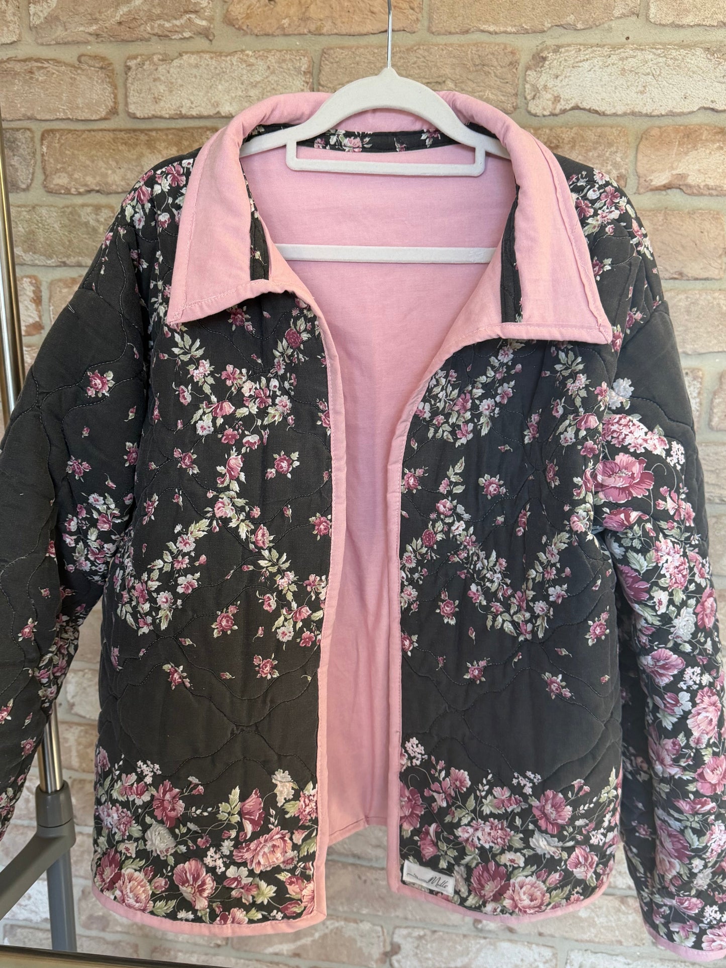 Christine Quilted Jacket - Black Floral