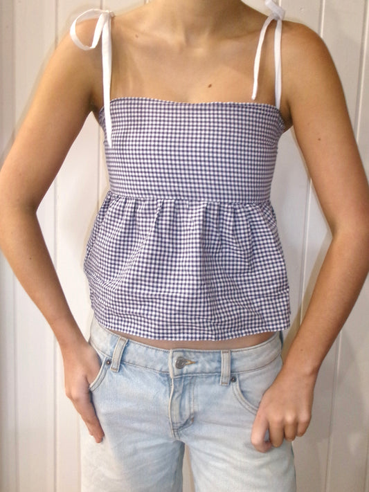 The Izzy Top - Navy Gingham
