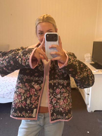 Christine Quilted Jacket - Black Floral