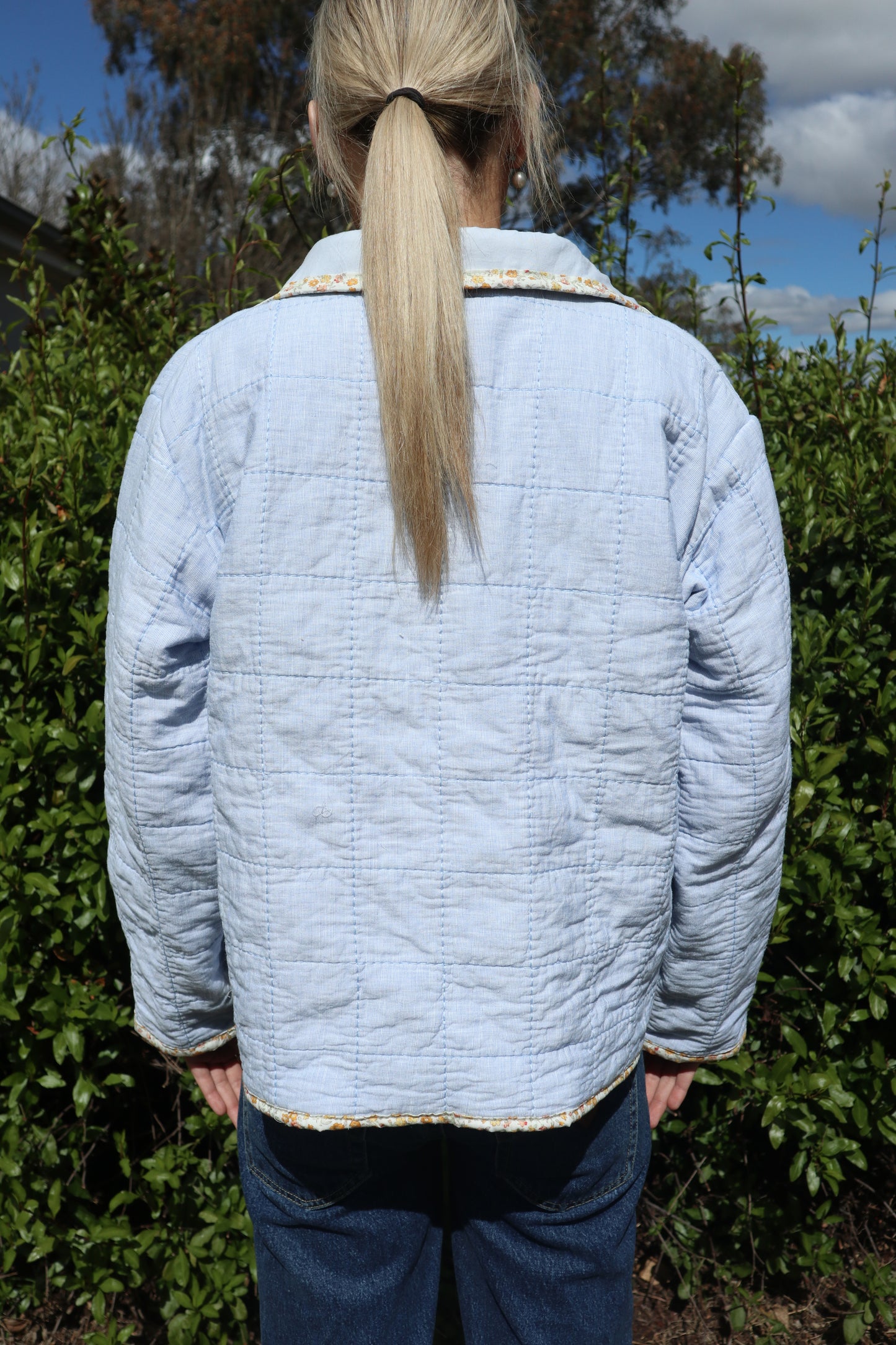 Christine Quilted Jacket - Blue Stripe