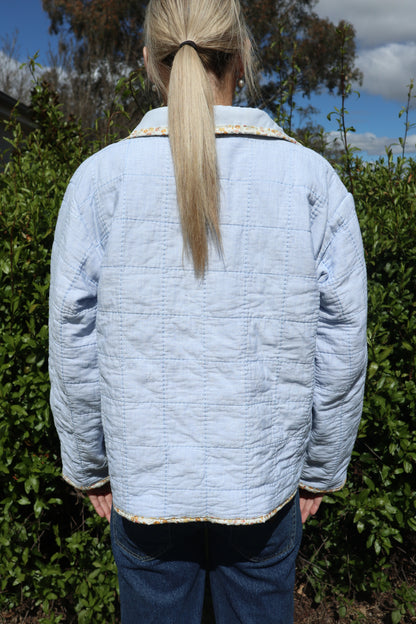 Christine Quilted Jacket - Blue Stripe