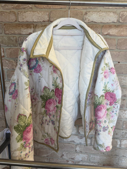Christine Quilted Jacket - White Floral