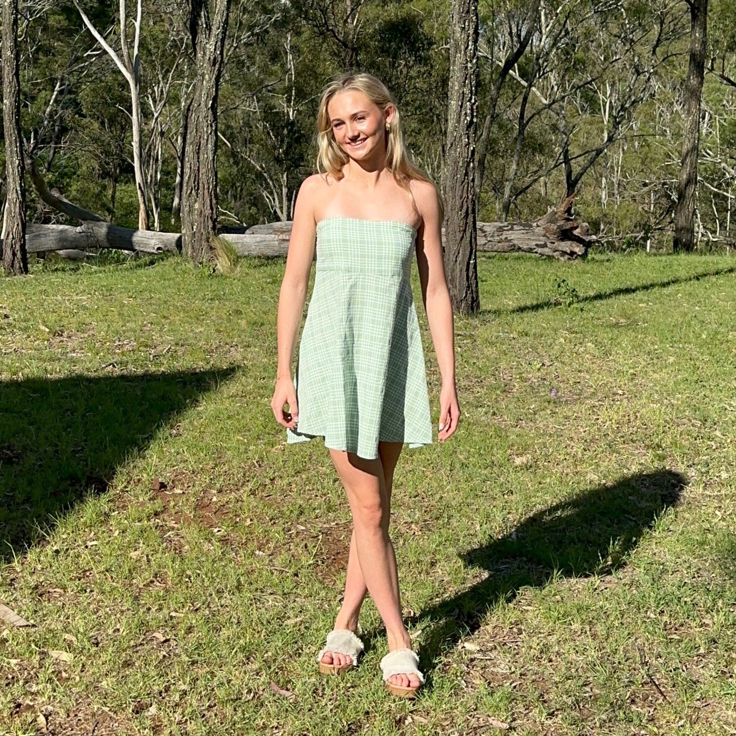 The Lucie Dress - Green Gingham