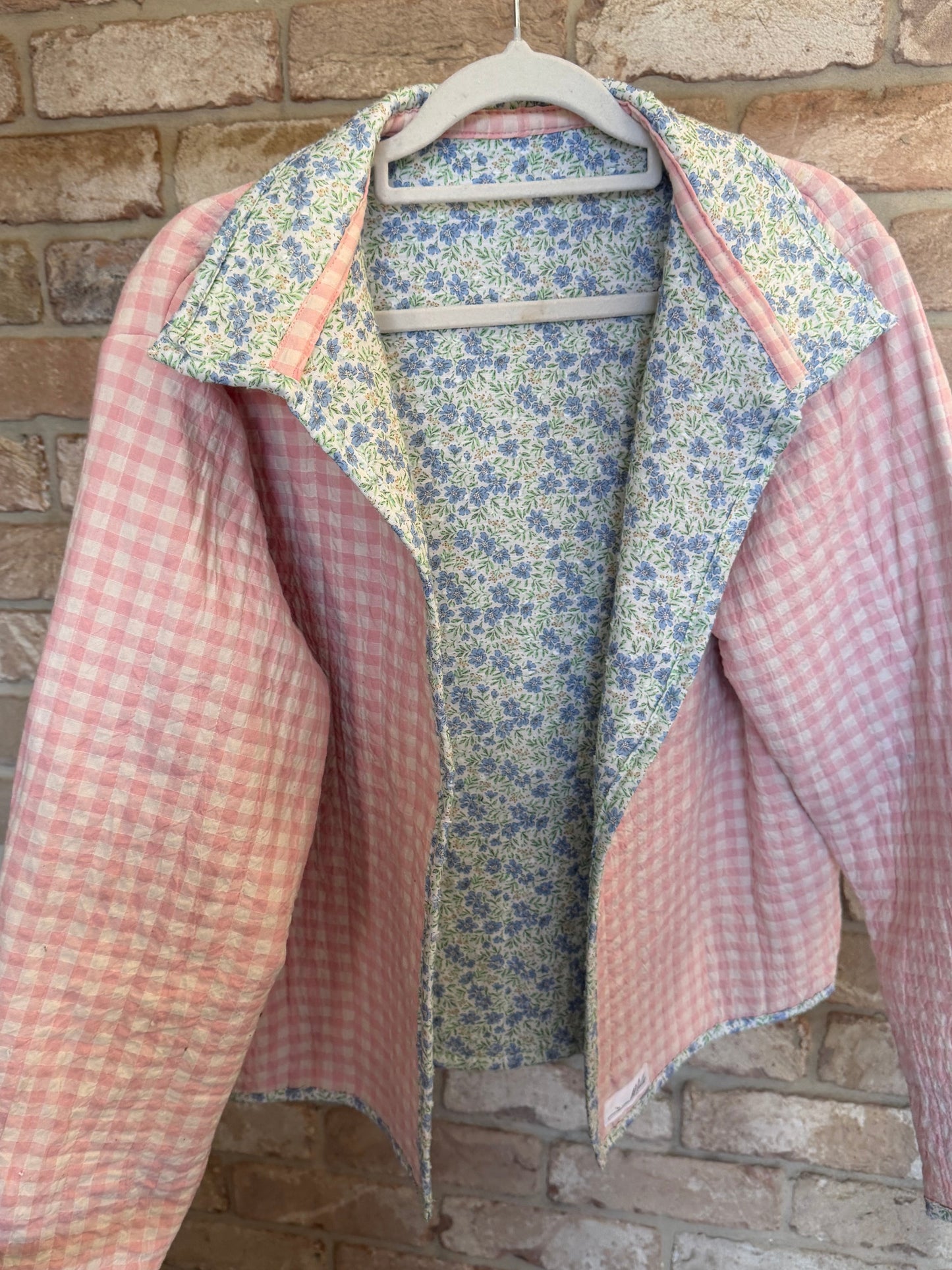 Christine Quilted Jacket - Pink Gingham