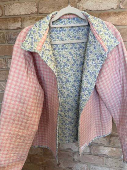 Christine Quilted Jacket - Pink Gingham