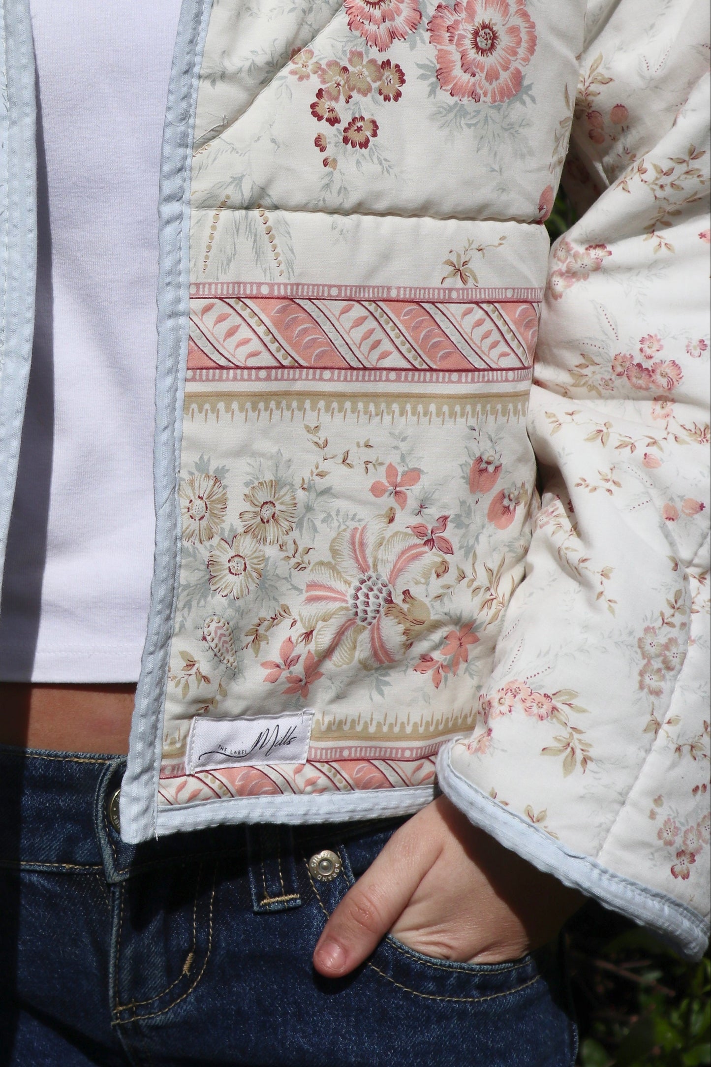 Christine Quilted Jacket - Cream Floral