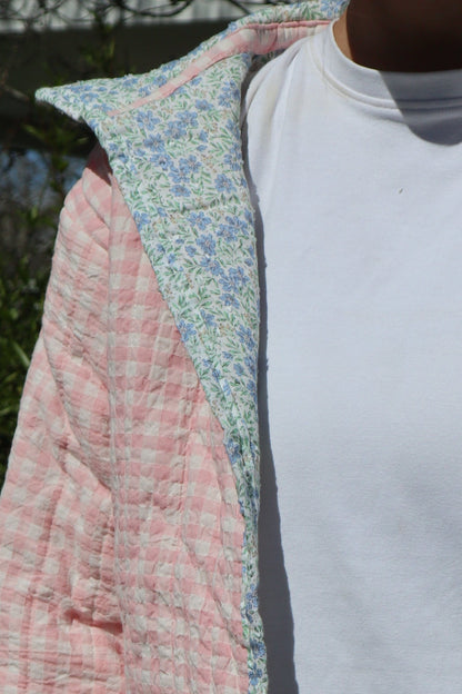 Christine Quilted Jacket - Pink Gingham