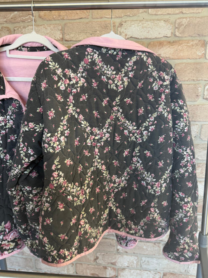 Christine Quilted Jacket - Black Floral