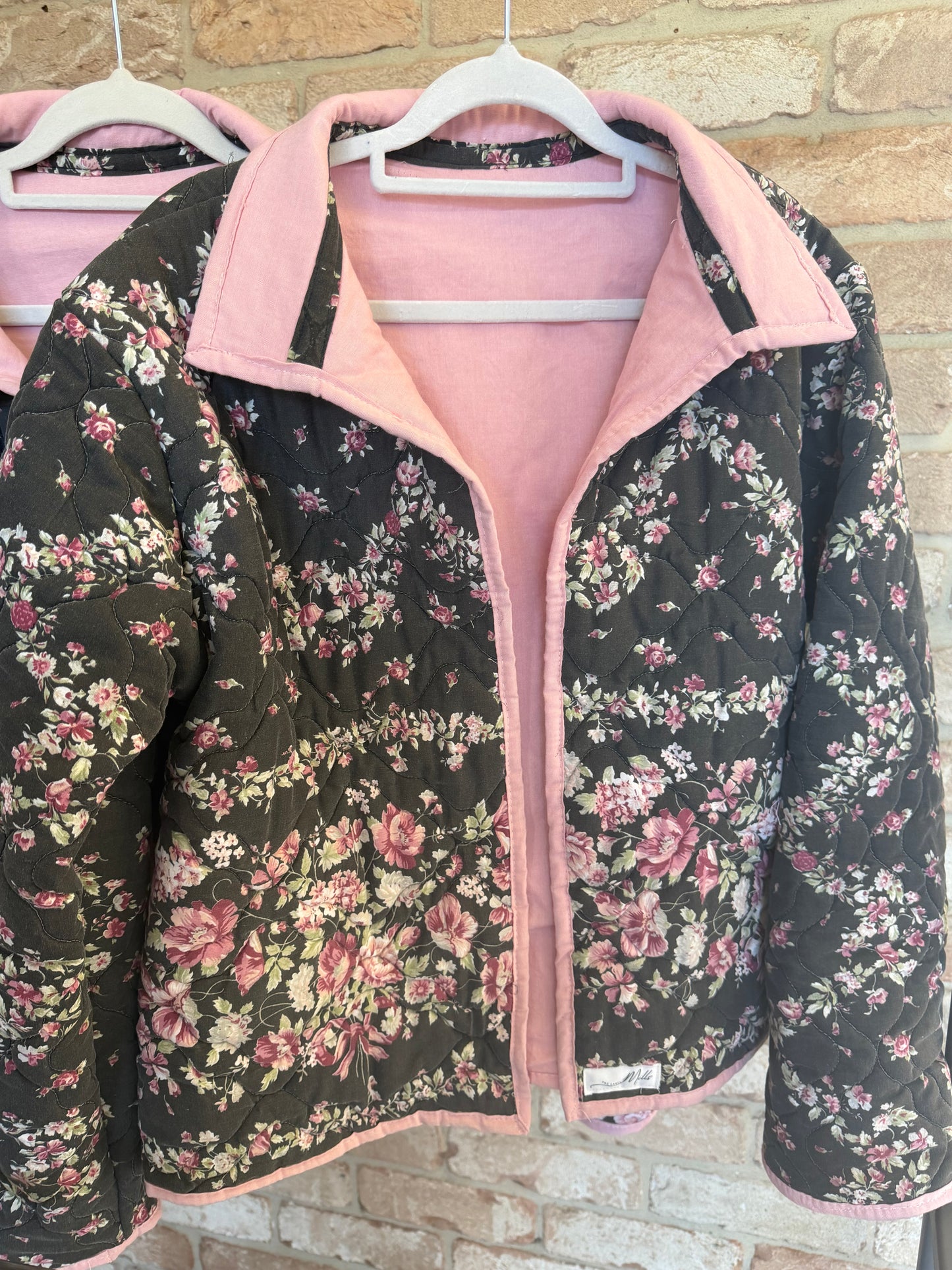Christine Quilted Jacket - Black Floral