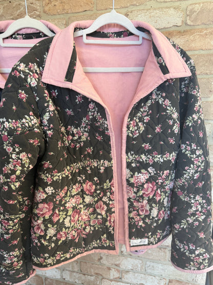 Christine Quilted Jacket - Black Floral