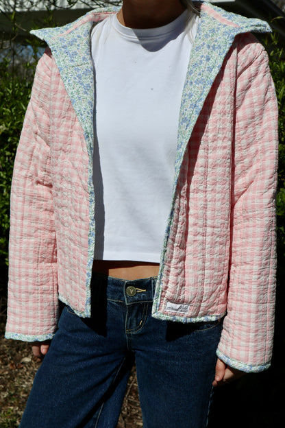 Christine Quilted Jacket - Pink Gingham