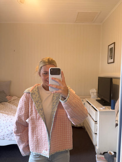 Christine Quilted Jacket - Pink Gingham