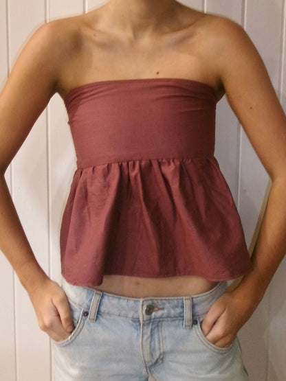 Maroon Linen Top
