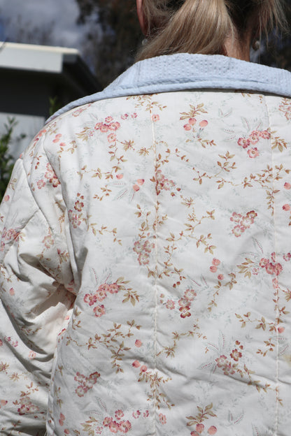 Christine Quilted Jacket - Cream Floral